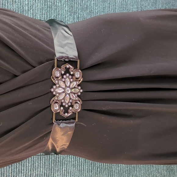 Scarlett Nite Cocktail Dress With Satin Belt, Rhinestone Center Detail - Picture 2 of 15